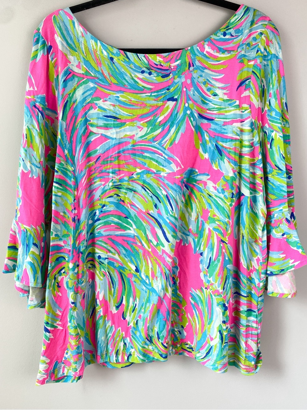 Lilly Pulitzer Fontaine Top XL Raz Berry Shady Lady Pink Tropical Resortwear